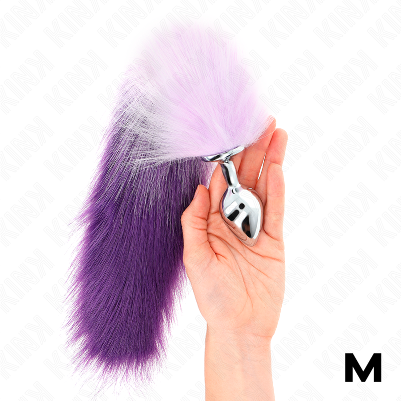 KINK - PLUG ANAL TAMANHO M 8 X 3,5 CM COM RABO SINTÉTICO 40 CM ROXO