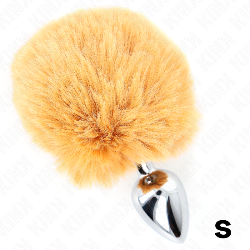 KINK - PLUG DE AÇO INOXIDÁVEL 7 x 3 CM COM RABO DE COELHO DE PELE SINALIZADA BEGE 8 CM