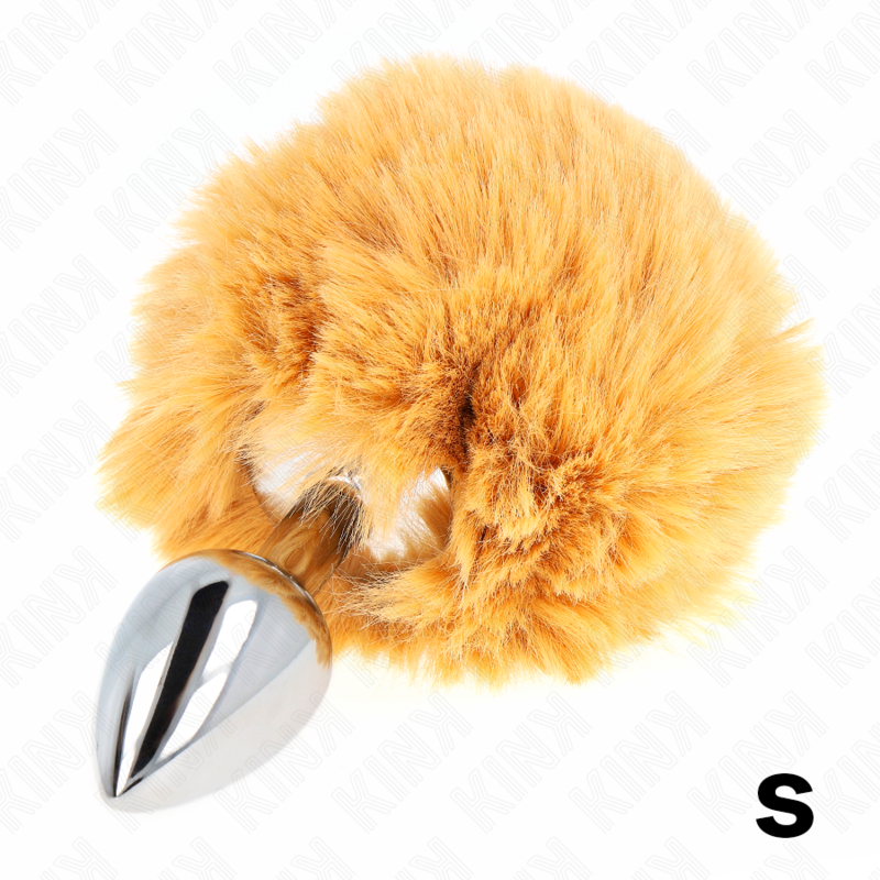 KINK - PLUG DE AÇO INOXIDÁVEL 7 x 3 CM COM RABO DE COELHO DE PELE SINALIZADA BEGE 8 CM
