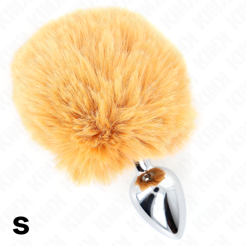 KINK - PLUG DE AÇO INOXIDÁVEL 7 x 3 CM COM RABO DE COELHO DE PELE SINALIZADA BEGE 8 CM