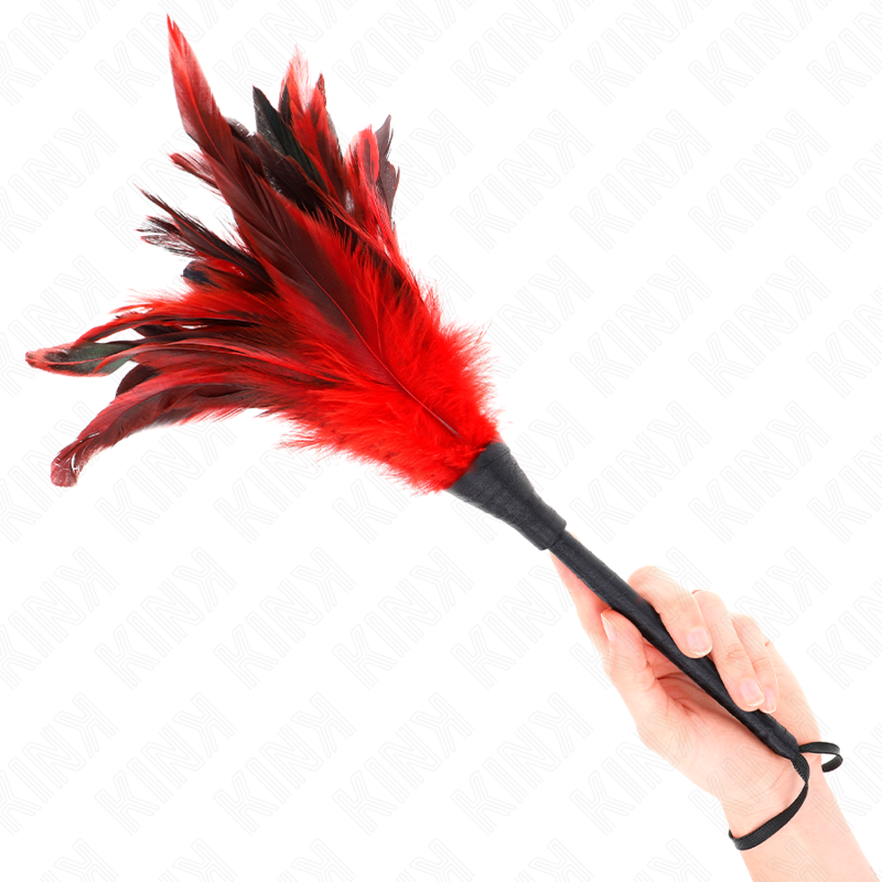 KINK - PLUMAS DE POLLO CON FORMA DE CUERNO DE MAIDS ROJAS 36 CM