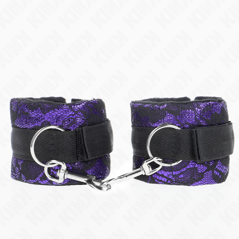 KINK - PULSEIRA CURTA DE VELUDO E RENDA E FITA DE NYLON ROXA/PRETA 23 X 6,5 CM