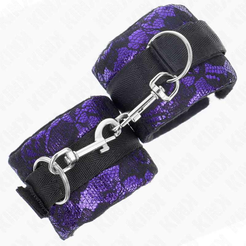 KINK - PULSEIRA CURTA DE VELUDO E RENDA E FITA DE NYLON ROXA/PRETA 23 X 6,5 CM