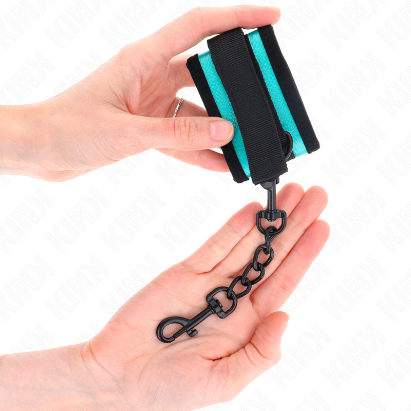 KINK - PULSEIRAS DE NYLON COM GANCHO E LAÇO PRETO-AZUL AJUSTÁVEIS 18-32 CM X 5 CM