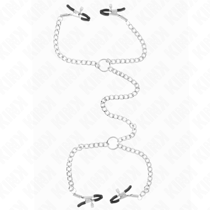 KINK - 4 PINÇAS DE MAMILO DE CORRENTE 32 CM COM CORRENTES PEQUENAS 14 CM