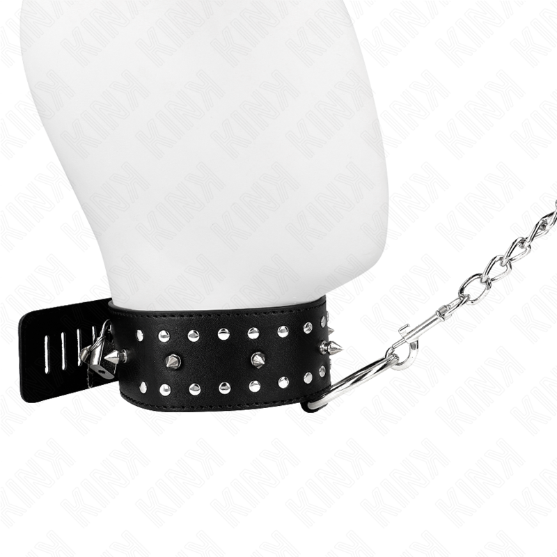 KINK - COLAR COM COLEIRA 65 CM COM TACHAS PRATEADAS MODELO 1 AJUSTÁVEL 36-43 CM X 5 CM
