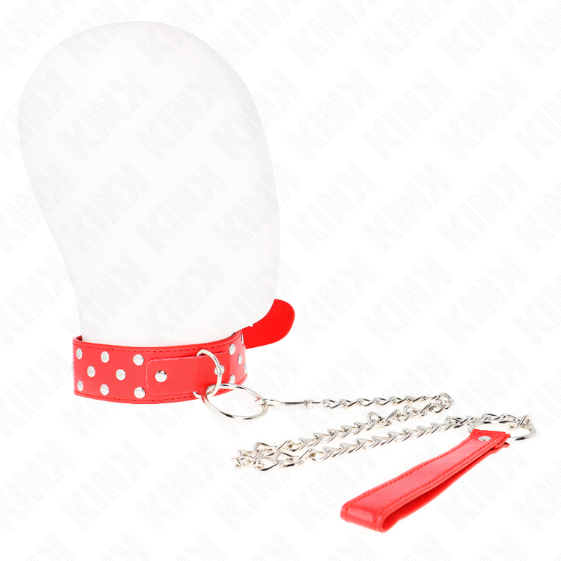 KINK - COLAR COM ALÇA DE REBITE E CINTO 65 CM VERMELHO AJUSTÁVEL 36-50 CM X 3,8 CM