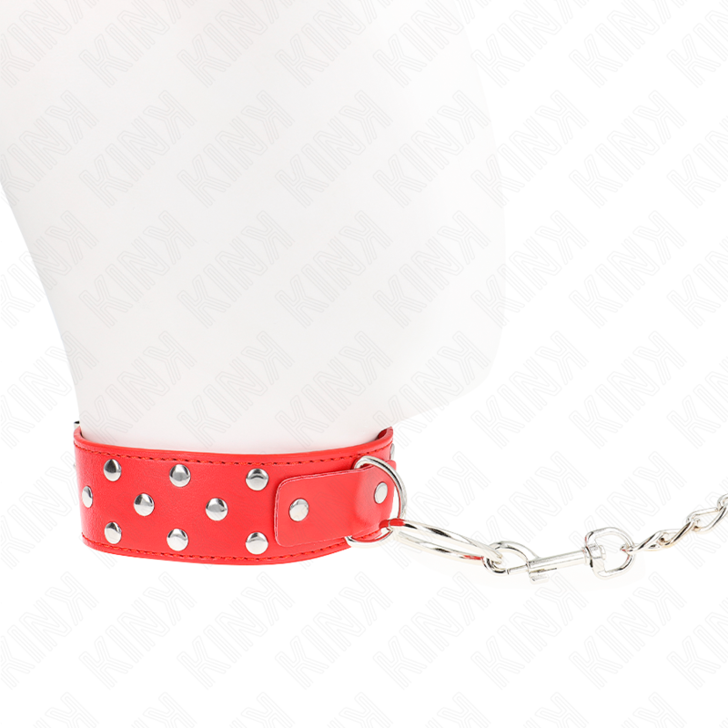 KINK - COLAR COM ALÇA DE REBITE E CINTO 65 CM VERMELHO AJUSTÁVEL 36-50 CM X 3,8 CM