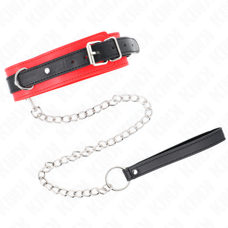 KINK - COLEIRA MODELO BÁSICO COM GUIA 65 CM MODELO 3 VERMELHO 53 X 5 CM