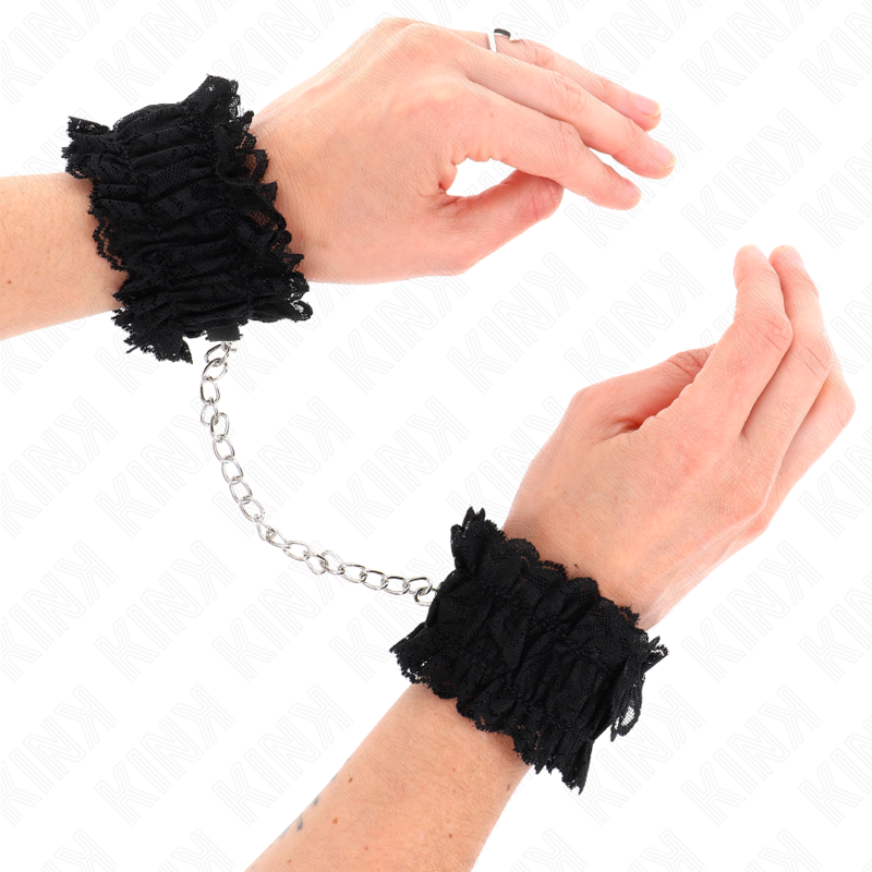 KINK - RESTRIÇÕES DE PUNHO ELÁSTICAS DE RENDA PRETO