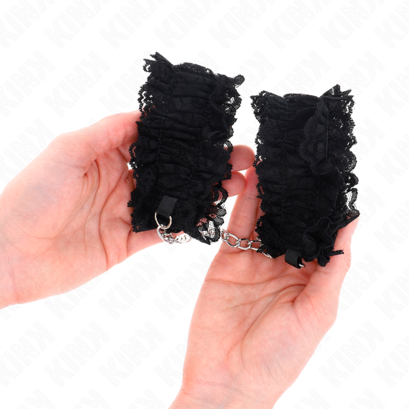 KINK - RESTRIÇÕES DE PUNHO ELÁSTICAS DE RENDA PRETO