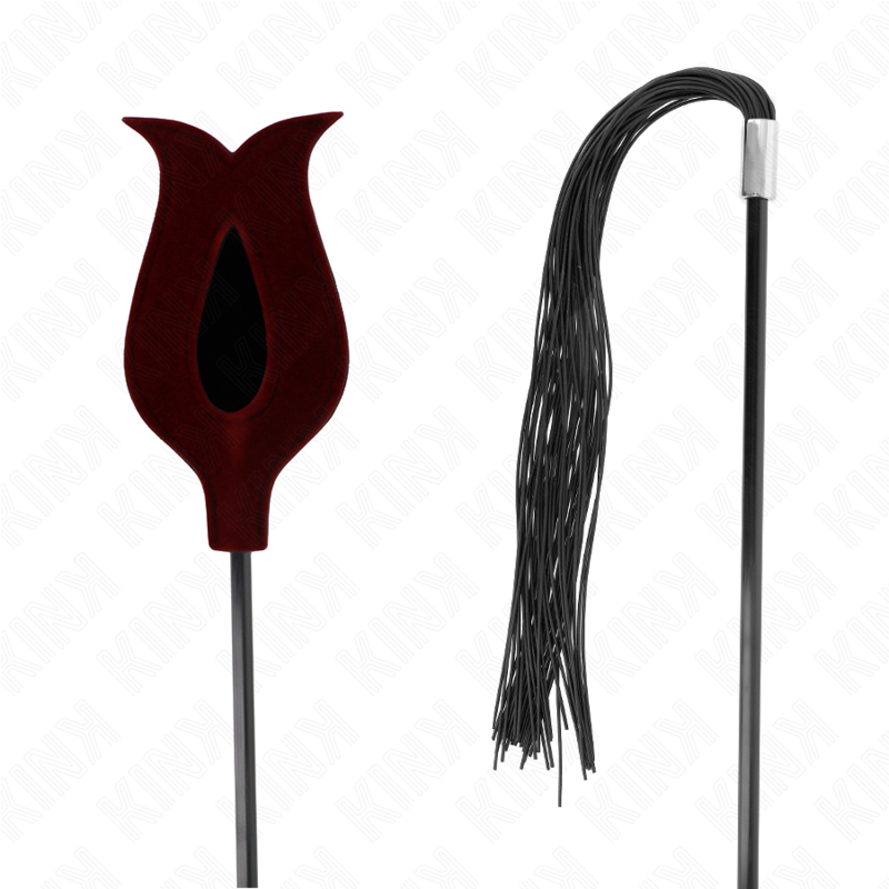 KINK - CHICOTE DE SILICONE COM BORLAS EM FORMATO DE ROSA 45 CM