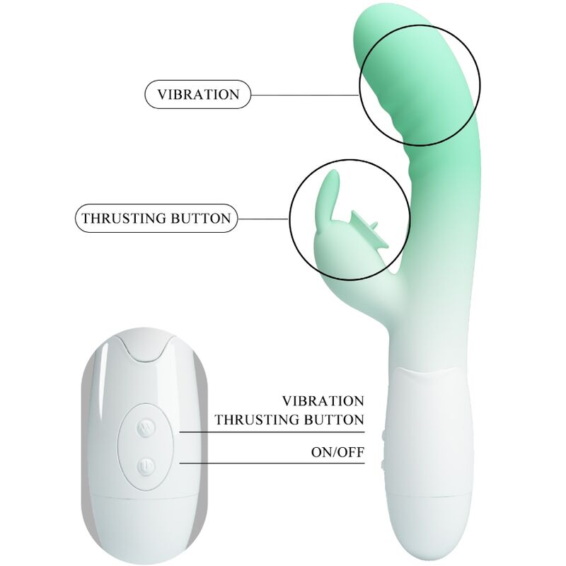 PRETTY LOVE - CERBERUS VIBRADOR RABBIT 3O VIBRACIONES VERDE
