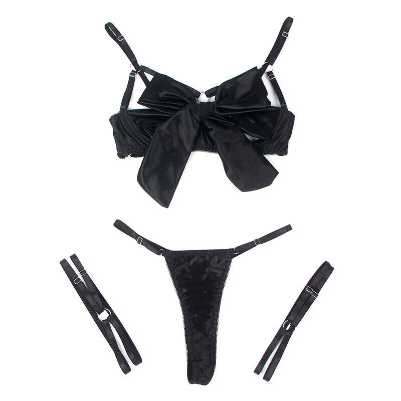 SUBBLIME - 955199 BRA SET WITH ADJUSTABLE BLACK BOW S/M