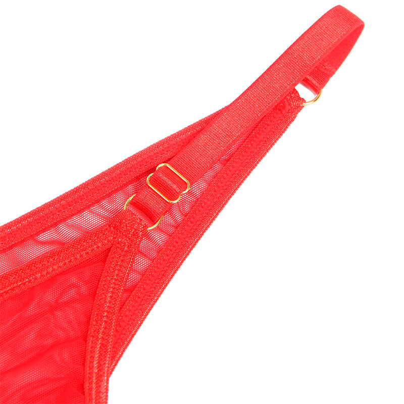 SUBBLIME - 955526 CONJUNTO SUJETADOR CON CADENAS Y CORAZÓN DE MALLA ROJO L/XL