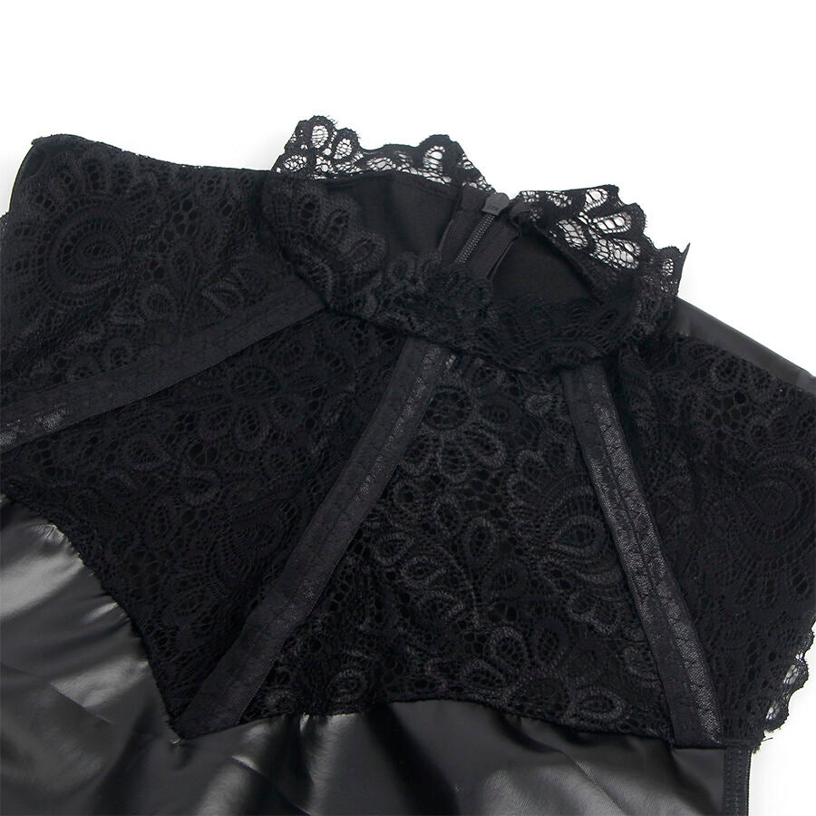 SUBBLIME - 957544 VESTIDO DE CUERO CON CUELLO DE ENCAJE NEGRO S/M