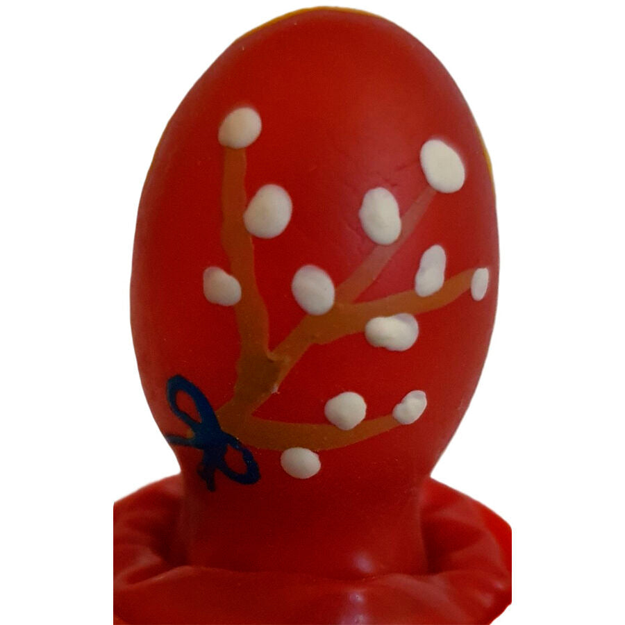 CONDOMERIE - PRESERVATIVO DECORATIVO PINTADO A MANO HUEVO DE PASCUA ROJO