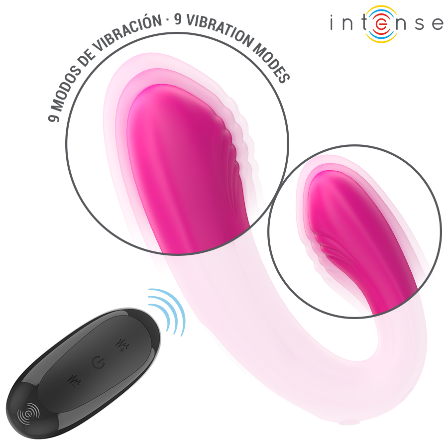 INTENSE - JANET ESTIMULADOR Y VIBRADOR DUAL EN FORMA DE U CON CONTROL REMOTO ROSA