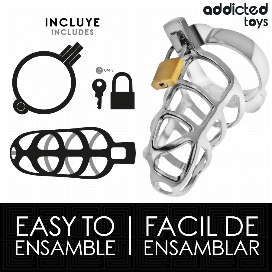 ADDICTED TOYS LOCKED - SILVER LOCK JAULA PARA PENE DE METAL TALLA M