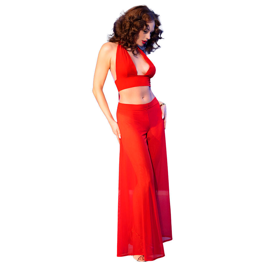CHILIROSE - CR  4857 SET TOP Y PANTALONES ROJO TALLA XL