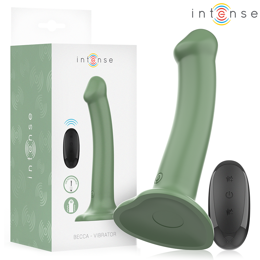 INTENSE - BECCA VIBRADOR CON VENTOSA 10 VIBRACIONES VERDE CONTROL REMOTO