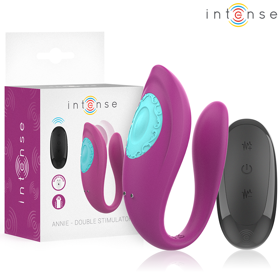 INTENSE - ANNIE ESTIMULADOR & VIBRADOR FORMA DE U MORADO CONTROL REMOTO