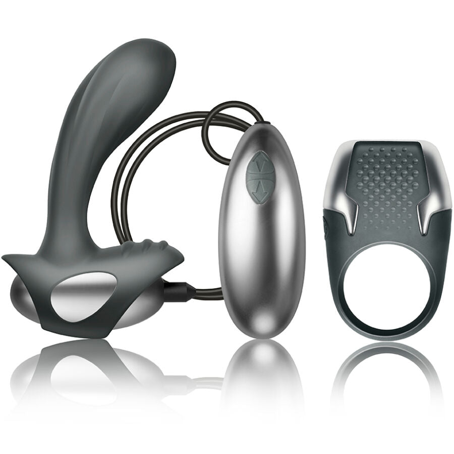 CLIMAXIMUM - EXCITE KIT ANILLO PARA PENE + MASAJEADOR PRÓSTATA CON CABLE