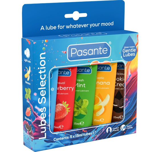 PASANTE - PACK LUBRICANTES SABORES VARIADOS 5 UDS X 15 ML