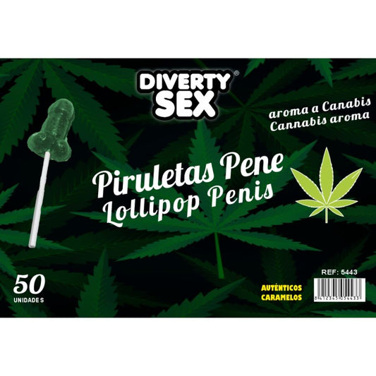 DIABLO GOLOSO - 50 PIRULETAS PENE AROMA CANNABIS