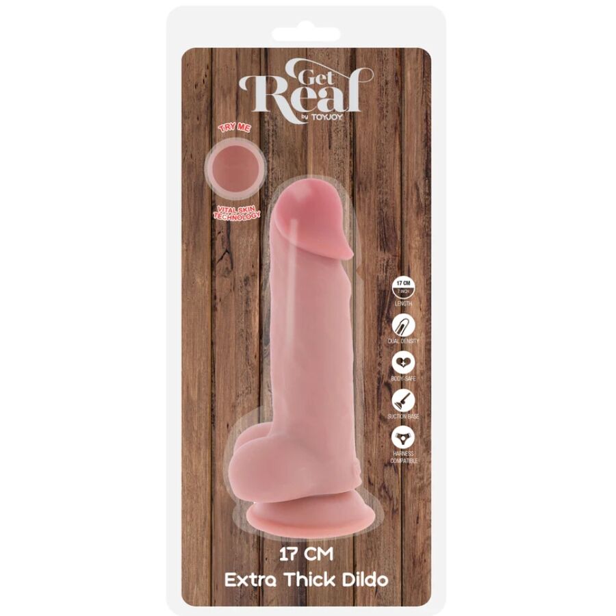 GET REAL - PENE REALÍSTICO DELUXE CON TESTÍCULOS EXTRA GRUESO 17 CM