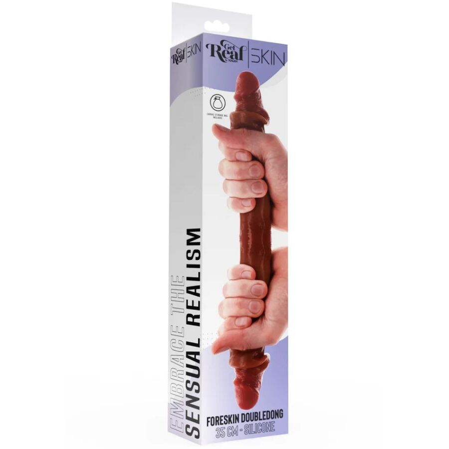 GET REAL - DILDO DOBLE DONG DE SILICONA CARAMELO 35 CM