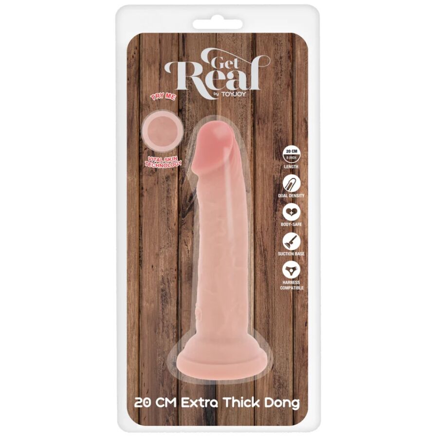 GET REAL - DILDO DELUXE DONG GRUESO DE DOBLE DENSIDAD TPE 20 CM
