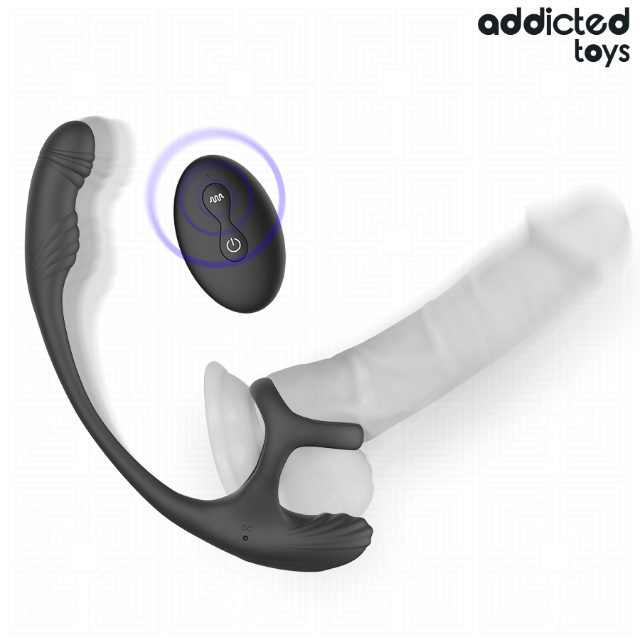 ADDICTED TOYS - PLUG ANAL VIBRACIÓN Y WAVING 360º Y ESTIMULADOR TESTÍCULOS