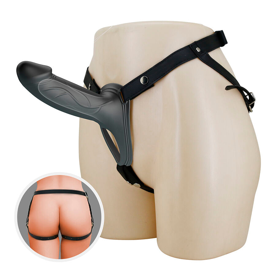 PRETTY LOVE - LONDON ARNÉS UNIVERSAL CON DILDO STRAP-ON DE SILICONA NEGRO 16,8 CM