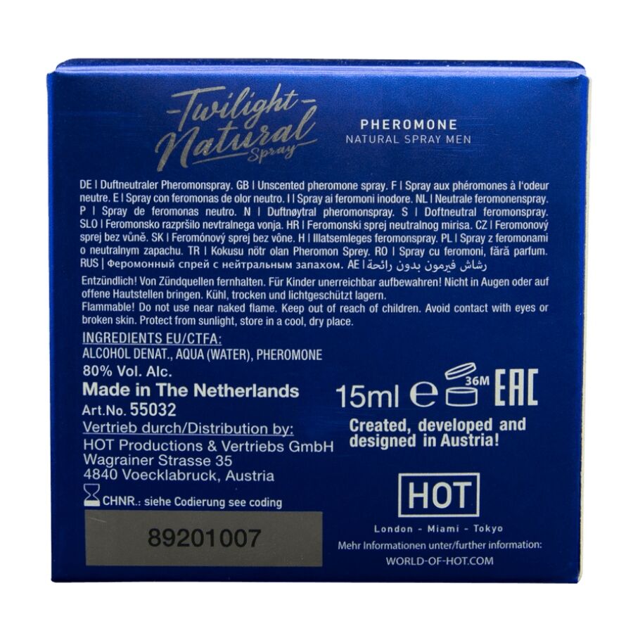 HOT - TWILIGHT NATURAL CON FEROMONAS HOMBRE 15 ML
