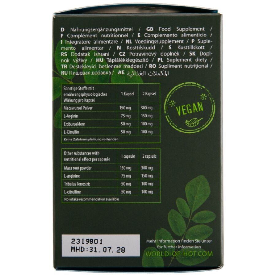 HOT - MORINGA MEN CÁPSULAS HOMBRE 60 UNIDADES