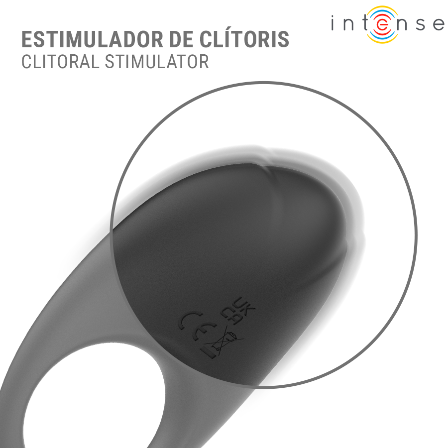 INTENSE - MERLOTTE ANILLO VIBRADOR CON ESTIMULACIÓN DE CLÍTORIS NEGRO