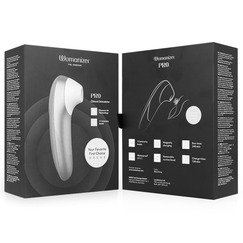 WOMANIZER - PRO VIBRANT ESTIMULADOR DE CLÍTORIS GRIS PLATA