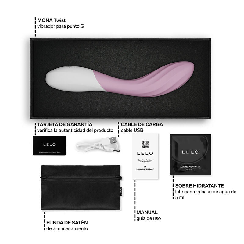 LELO - MONA TWIST VIBRADOR PARA PUNTO G RECARGABLE APP CONTROL LAVANDA ROSA