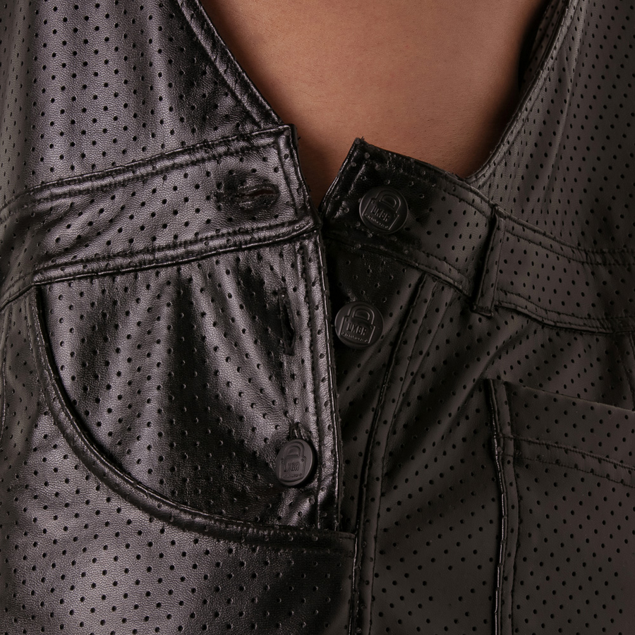 LOCKER GEAR - PUNCH HOLE LEATHERETTE PETO CORTO NEGRO S
