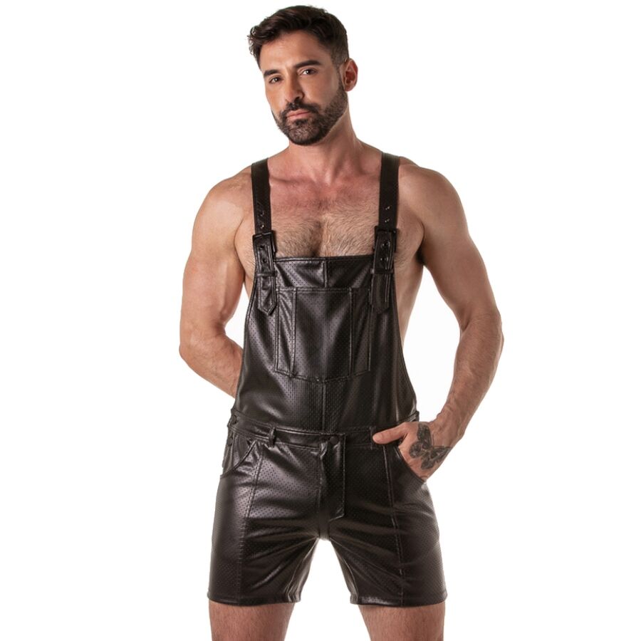 LOCKER GEAR - PUNCH HOLE LEATHERETTE PETO CORTO NEGRO L