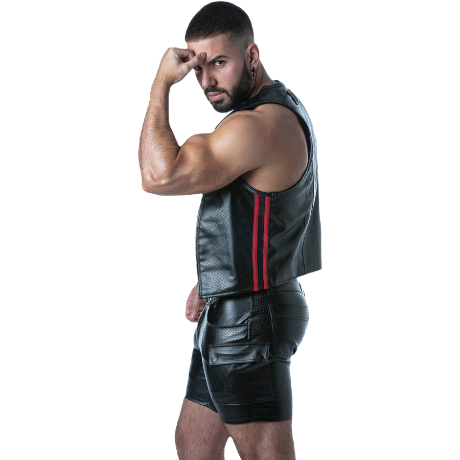 LOCKER GEAR - PUNCH HOLE LEATHERETTE CHALECO ROJO S