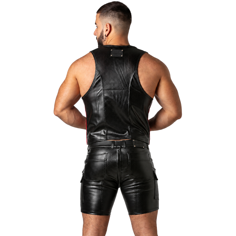 LOCKER GEAR - PUNCH HOLE LEATHERETTE CHALECO ROJO L