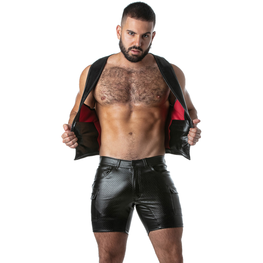 LOCKER GEAR - PUNCH HOLE LEATHERETTE CHALECO ROJO L