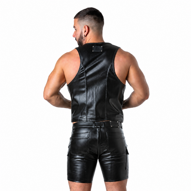 LOCKER GEAR - PUNCH HOLE LEATHERETTE CHALECO CAQUI S