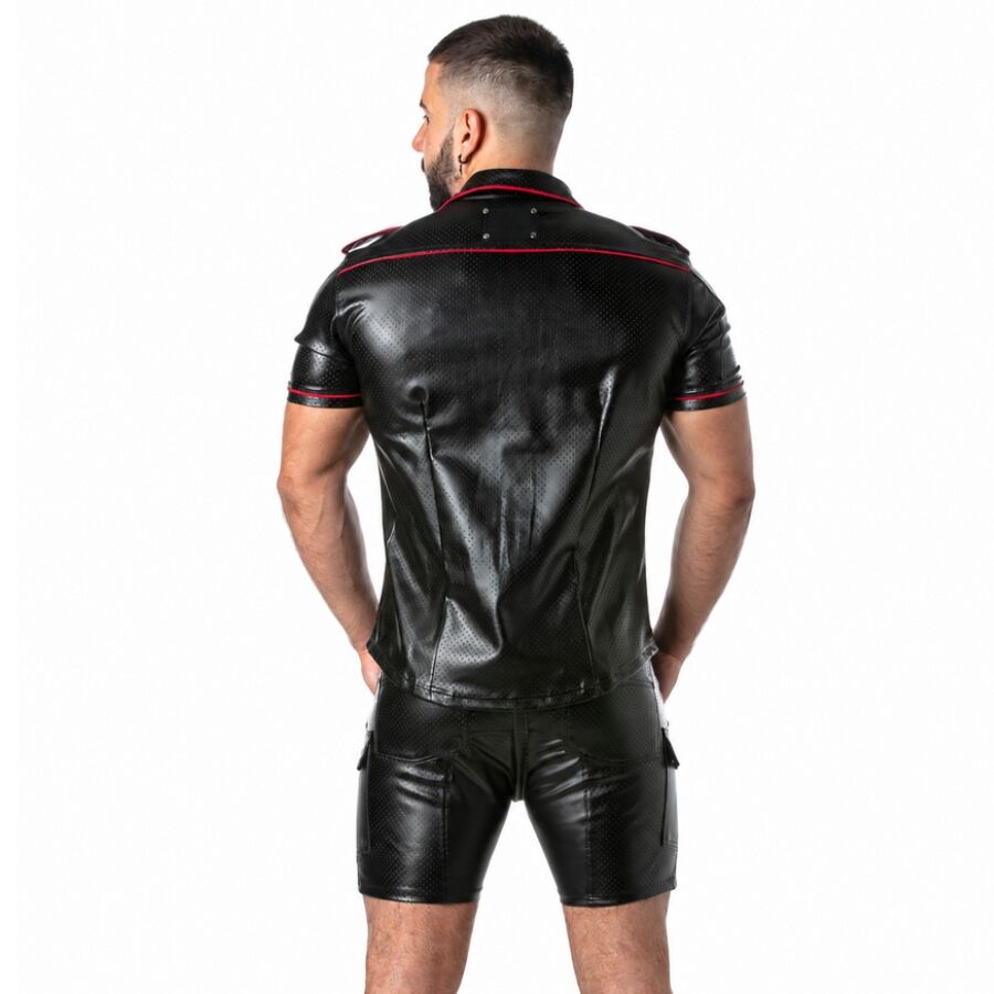 LOCKER GEAR - PUNCH HOLE LEATHERETTE CAMISA ROJO L