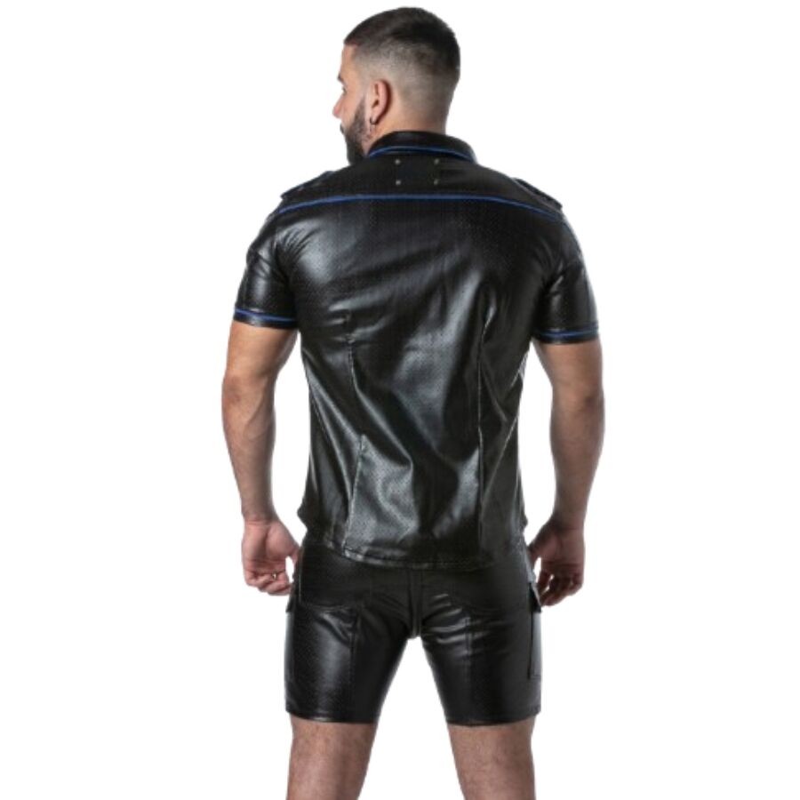 LOCKER GEAR - PUNCH HOLE LEATHERETTE CAMISA AZUL XL
