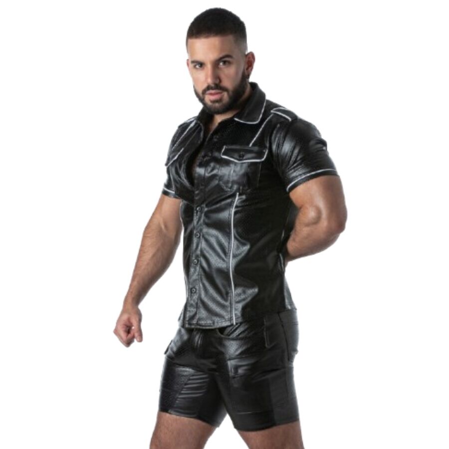 LOCKER GEAR - PUNCH HOLE LEATHERETTE CAMISA BLANCO S