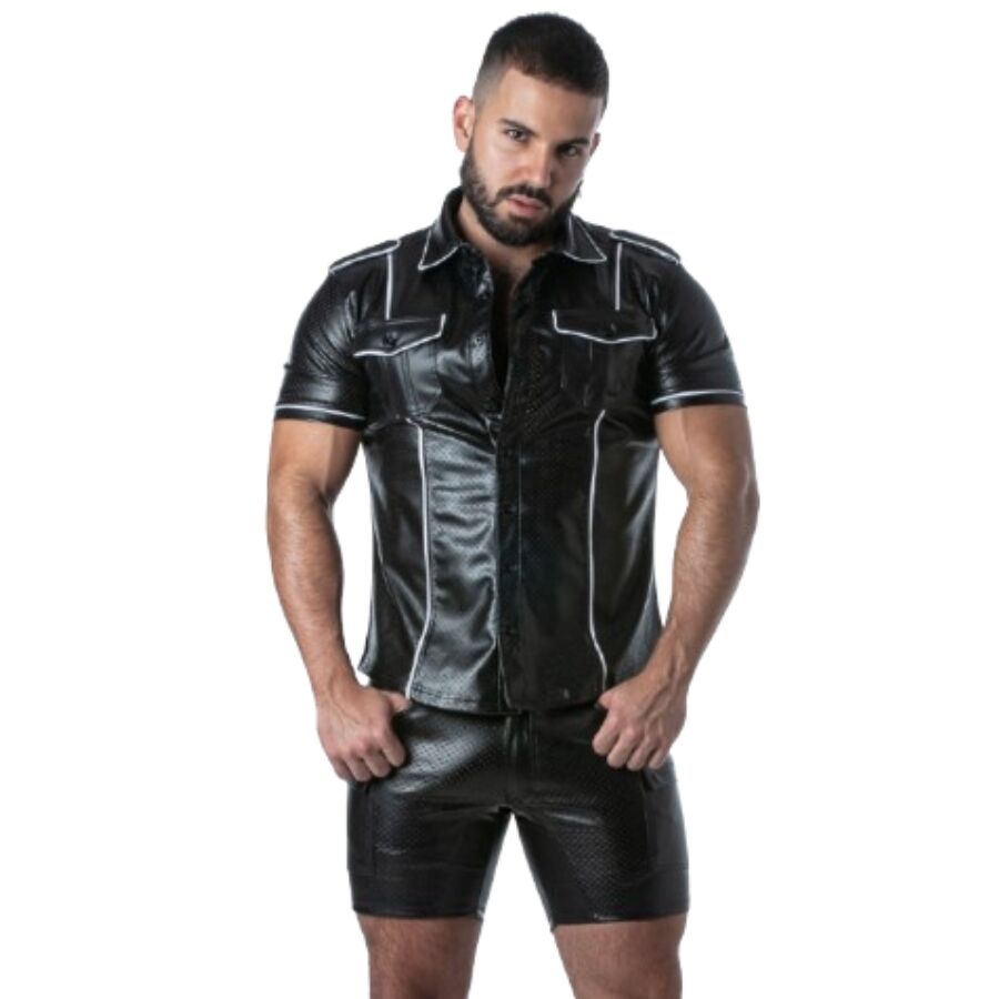 LOCKER GEAR - PUNCH HOLE LEATHERETTE CAMISA BLANCO XL