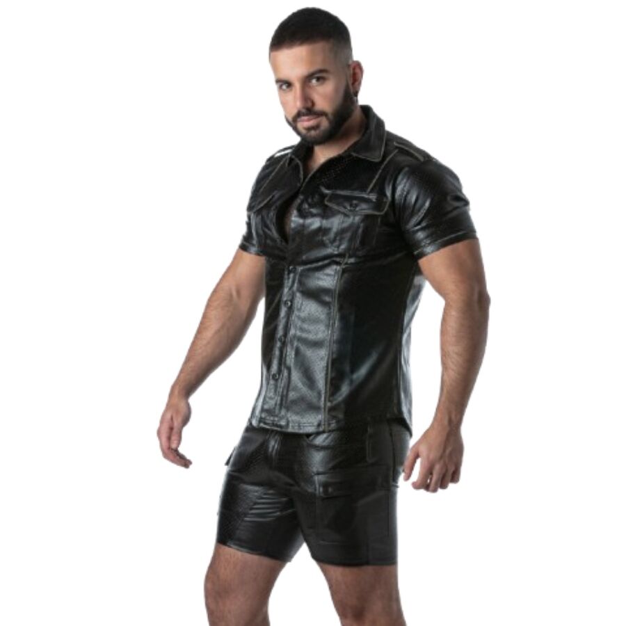 LOCKER GEAR - PUNCH HOLE LEATHERETTE CAMISA CAQUI S